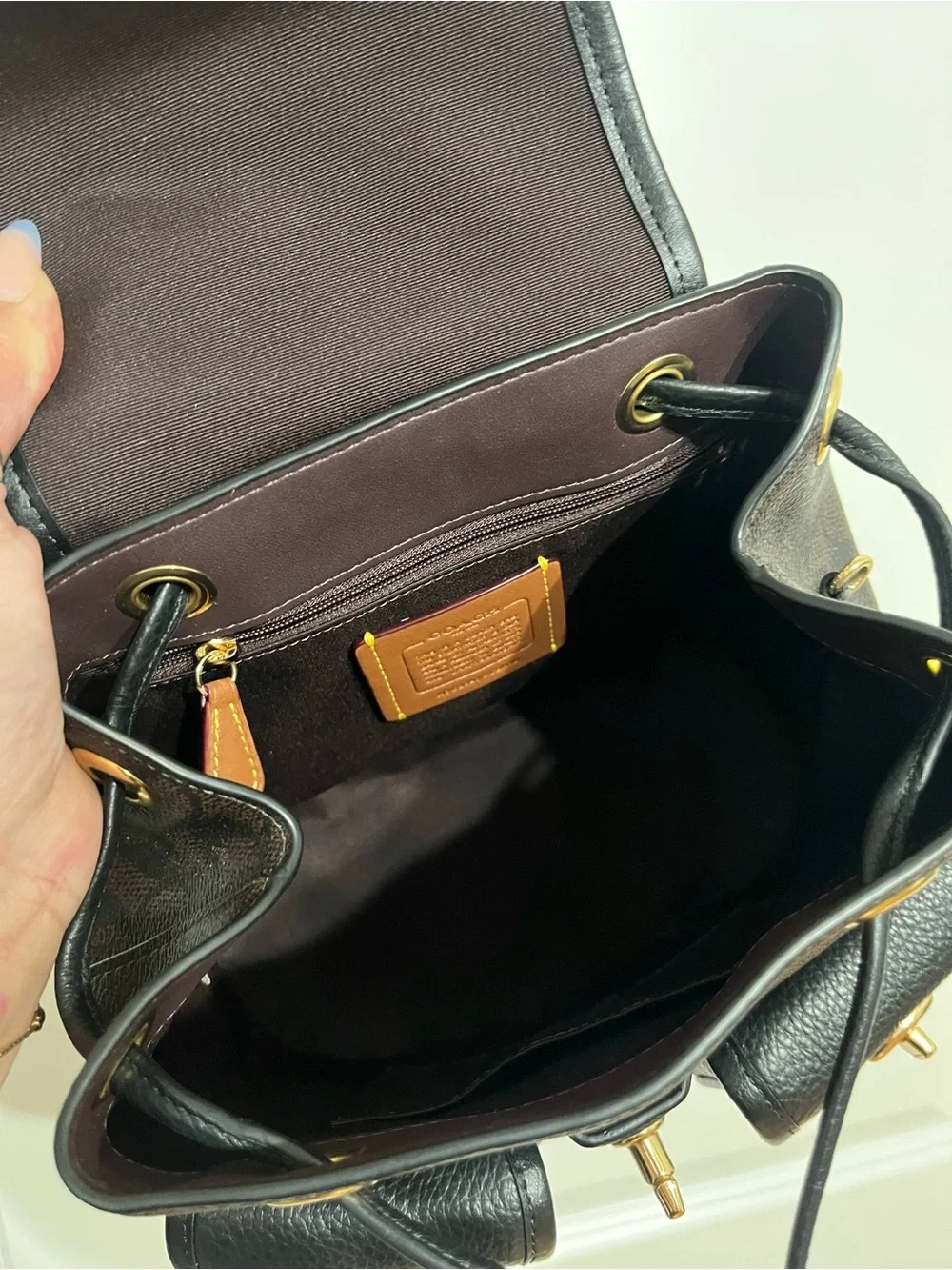 Coach Hadley Black & Brown Signature Mini Backpack